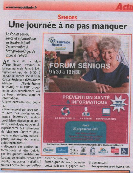 Le Rpublicain J12sept19 forum seniors brtigny2019